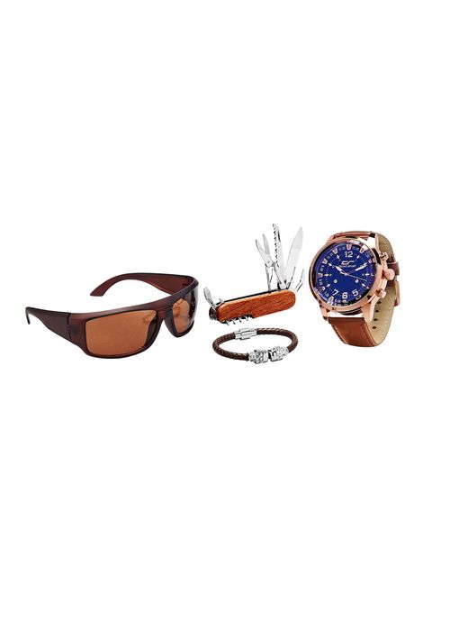 SET DE RELOJ, PULSERA, LENTES Y NAVAJA PARA HOMBRE 44185