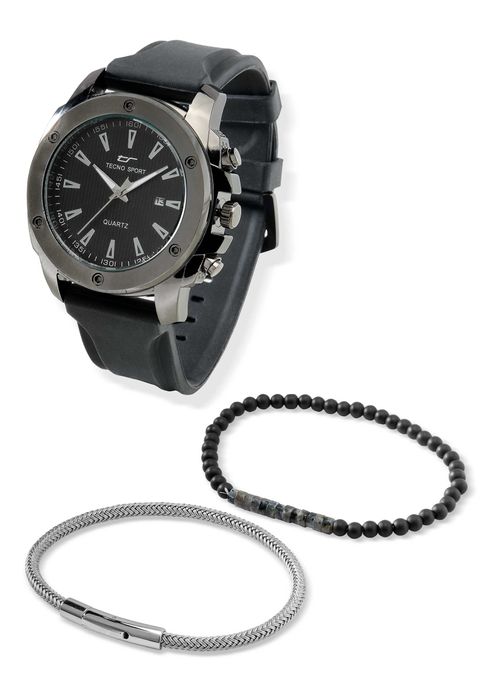 SET RELOJ ANÁLOGO Y PULSERAS PARA HOMBRE 44904