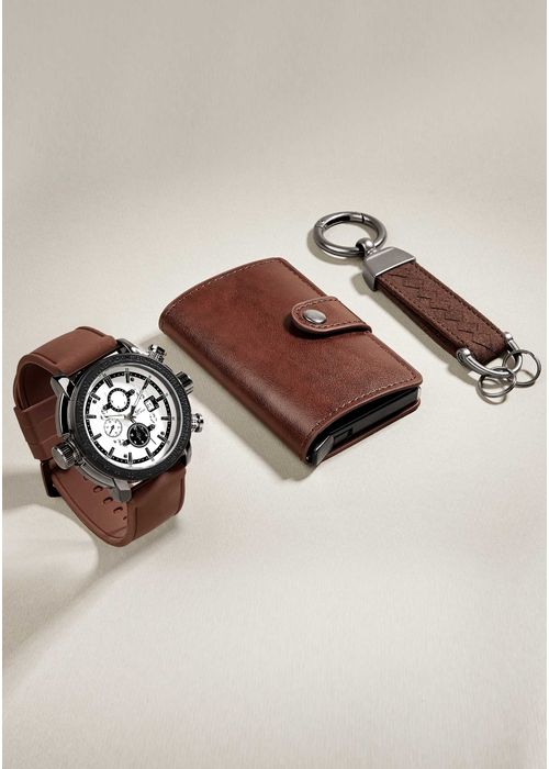 SET RELOJ, LLAVERO Y TARJETERO PARA HOMBRE 44824